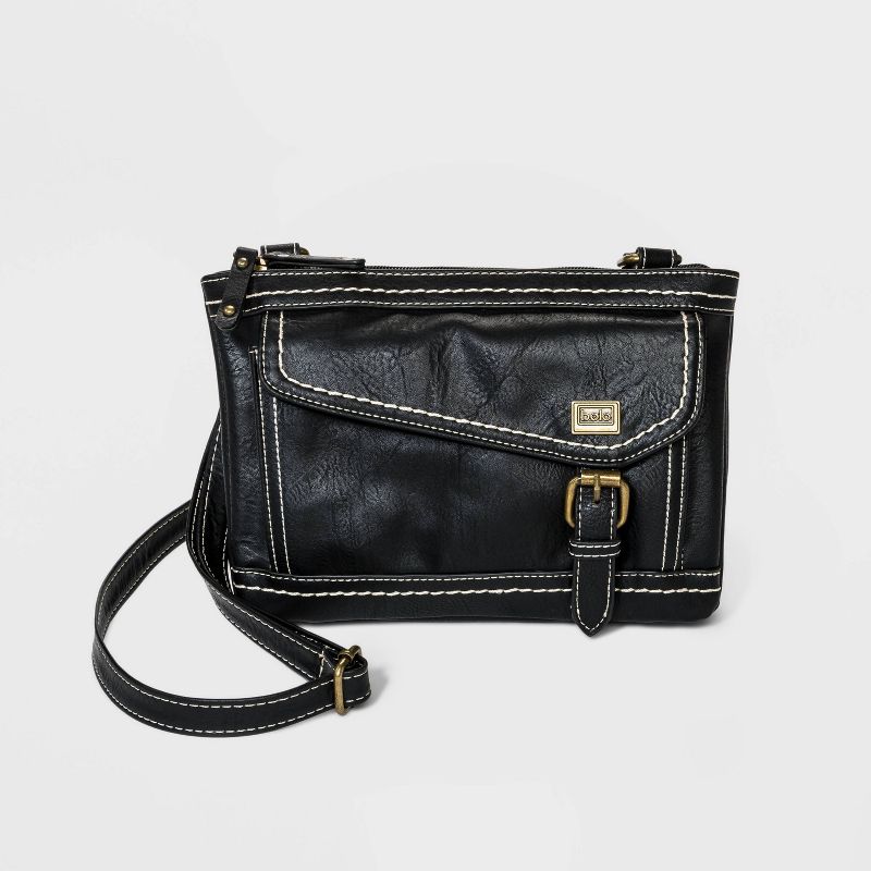Bolo Zip Closure Crossbody Bag - Black