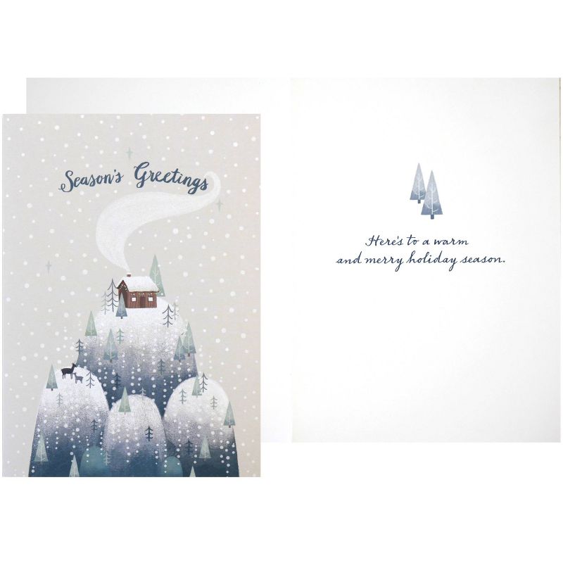 Green Inspired Seasons Greetings Cabin Boxed Cards 16ct