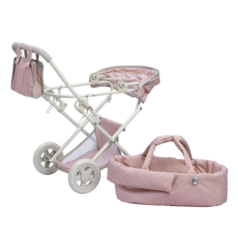 Olivia's Little World - Polka Dots Princess Baby Doll Deluxe Stroller - Pink & Gray