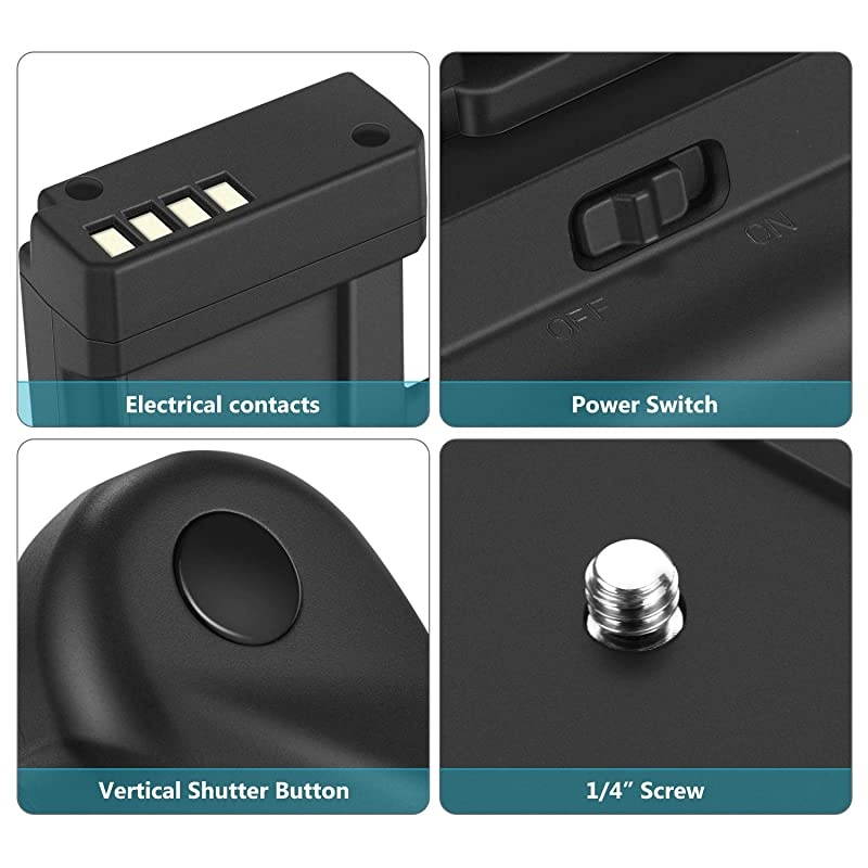 Vertical Battery Grip with 2 Pieces LPE10 Battery Replacement for Canon EOS 1100D 1200D 1300D Rebel T3 T5 T6