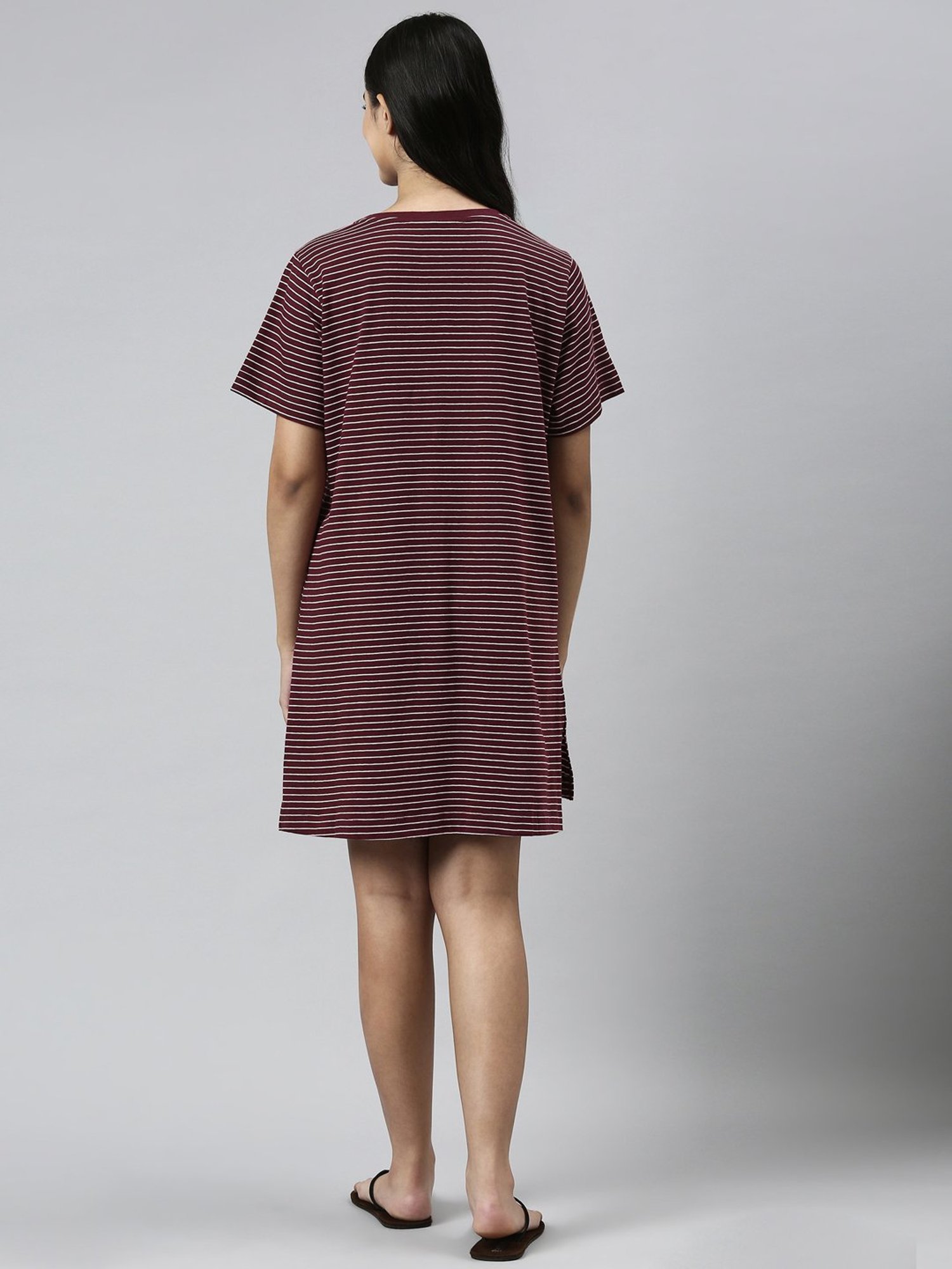 Enamor Red Striped Sleep Tee