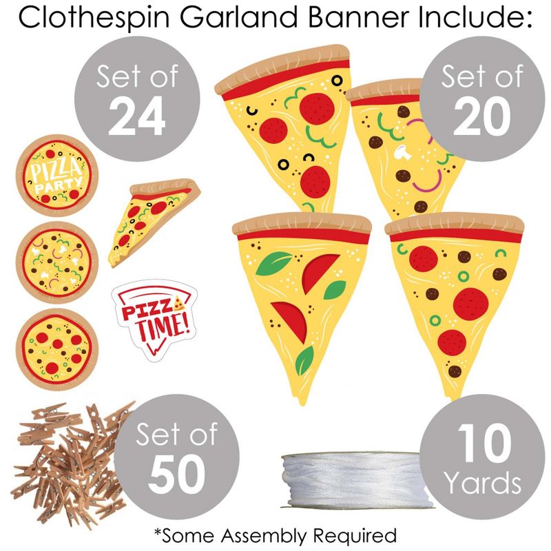 Big Dot of Happiness Pizza Party Time - Baby Shower or Birthday Party DIY Decorations - Clothespin Garland Banner - 44 Pieces