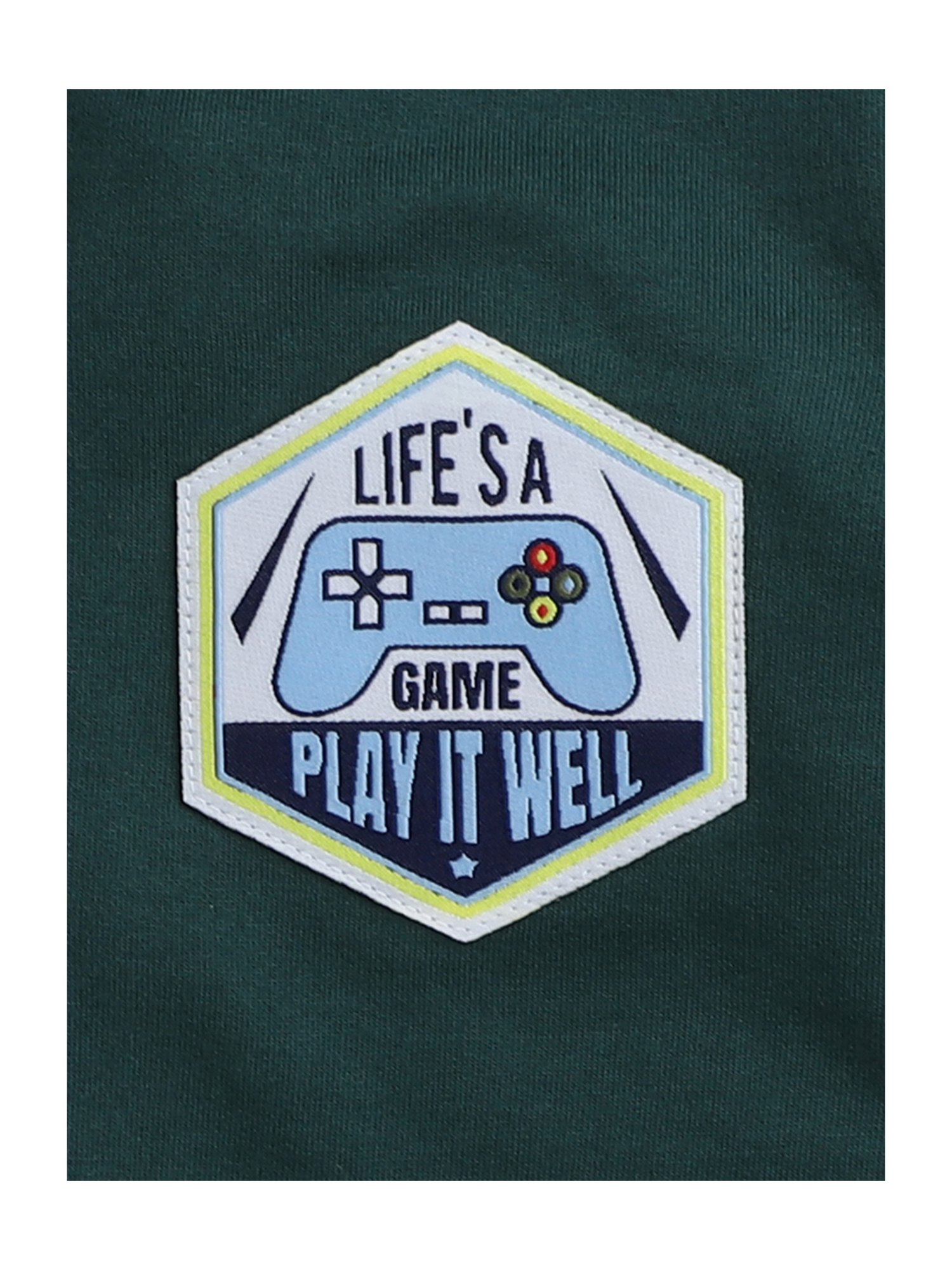 Bumzee Boys Dark Green Printed Full Sleeves Hooded Sweatshirt