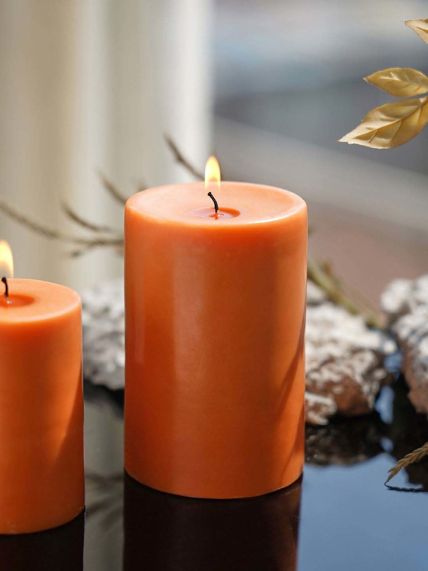 Pure Home and Living Orange Vanilla Fluer Large Pillar Candle