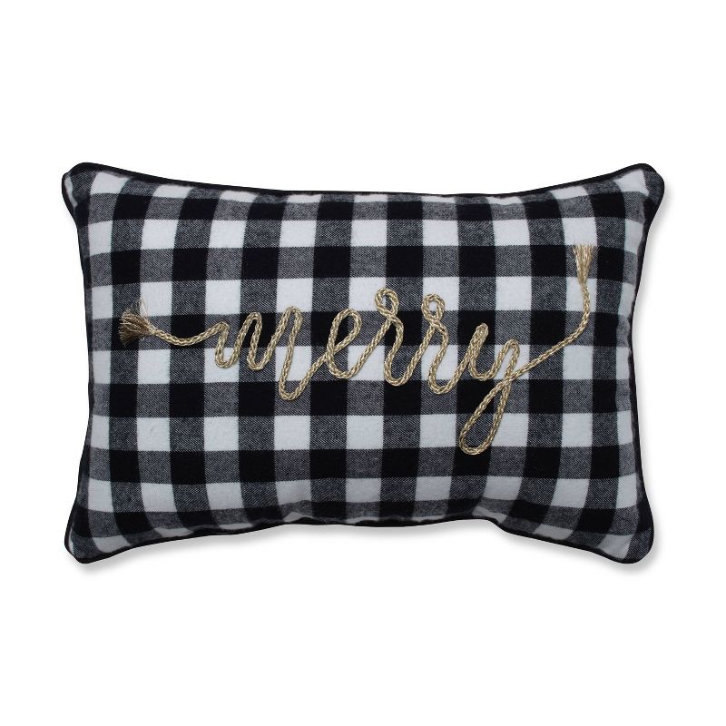 Merry Check Square Throw Pillow Black/White - Pillow Perfect