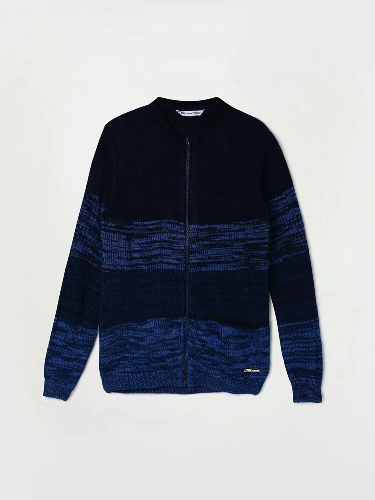 Fame Forever by Lifestyle Kids Blue Cotton Self Pattern Full Sleeves Sweater