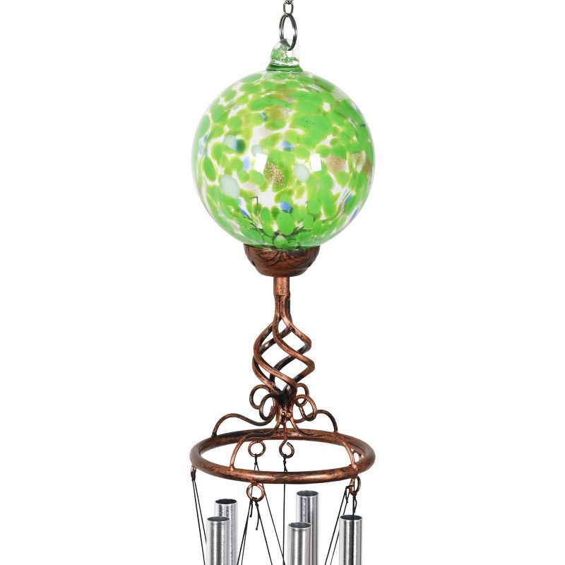 46.25" Solar Glass Ball Wind Chime Green - Exhart