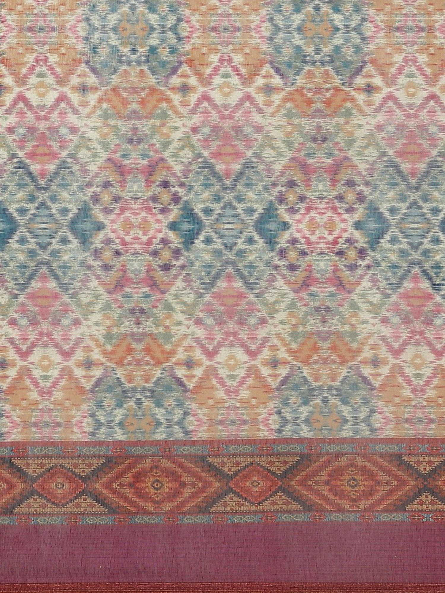 Silk Land Multicolored Cotton Printed Saree With Unstitched Blouse