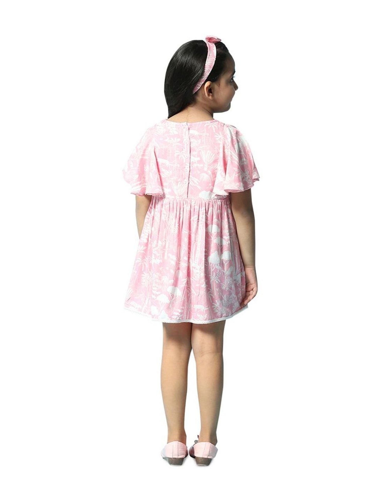 Biba Girls Pink Printed Dress with Headband