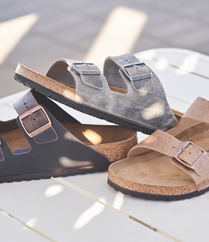 Birkenstock Arizona Men's Oiled Leather Soft Footbed Slip On Sandals