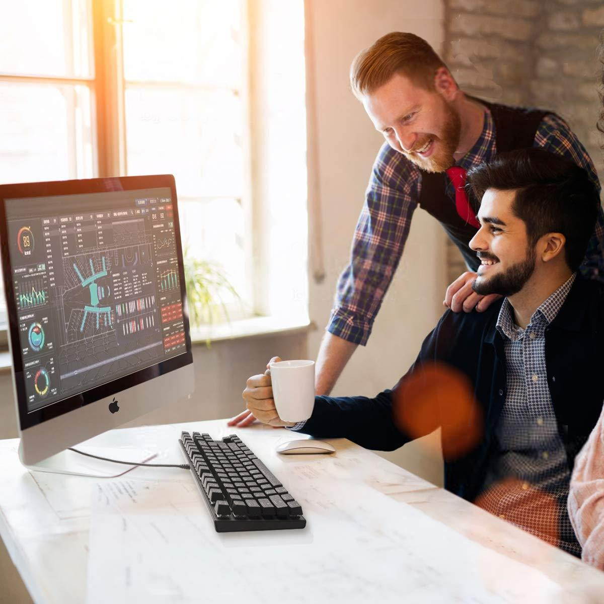 M87 Mac Layout Mechanical Keyboard, VELOCIFIRE 87-Key with Tactile Brown Switch, and LED White Backlit, 100% Compatible with Mac (Black)