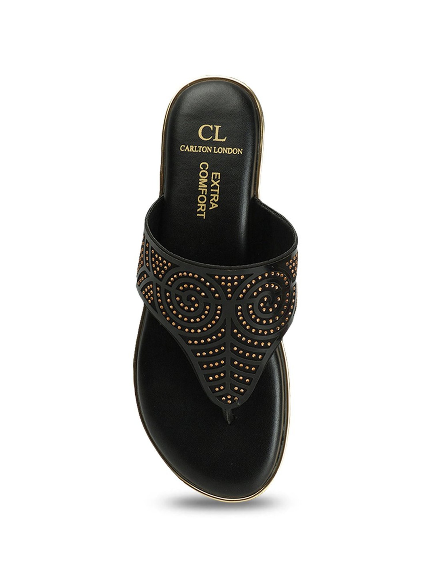 Carlton London Women's Black Thong Sandals