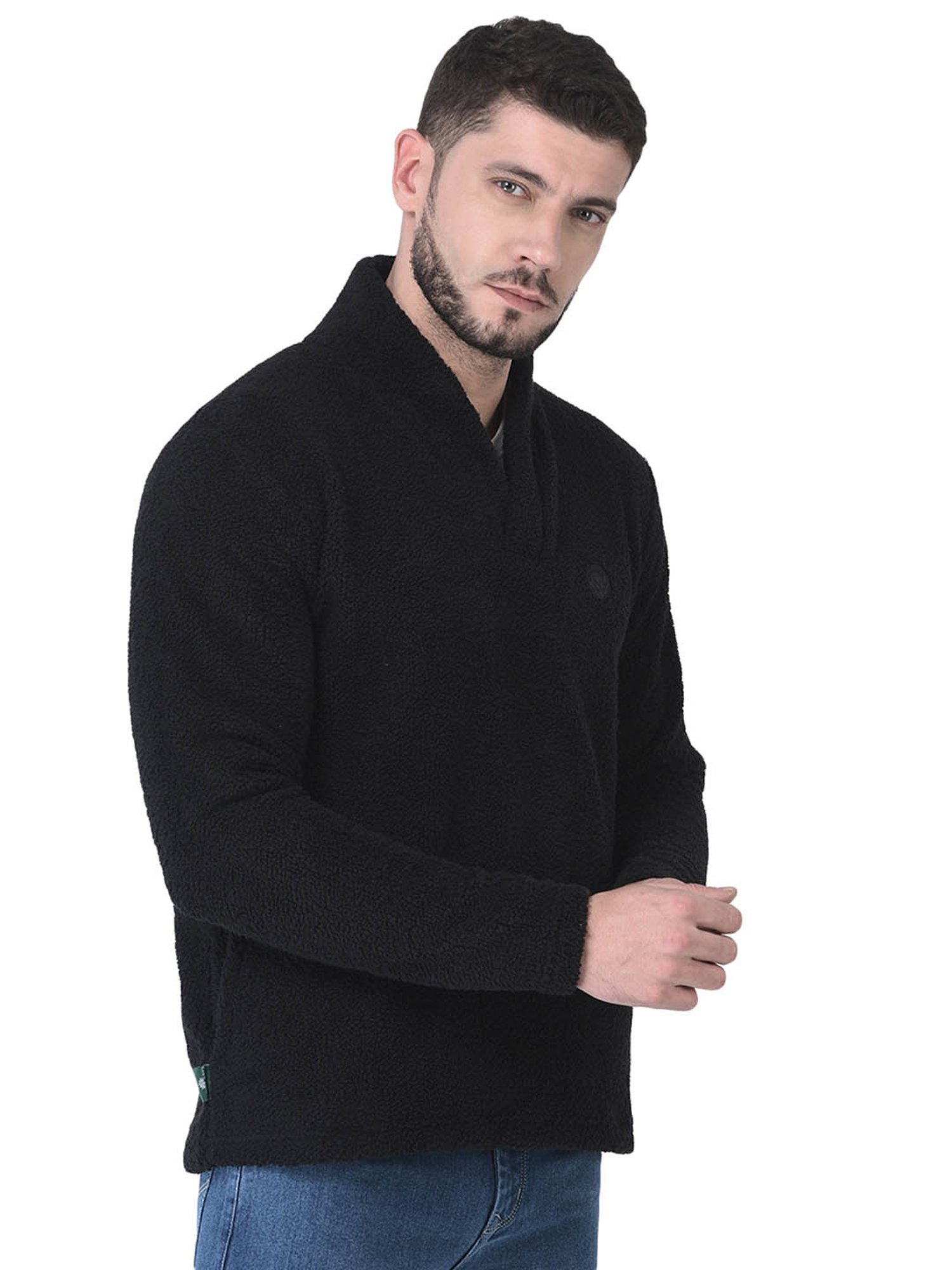 Woodland Black Regular Fit Regular Fit Sweater
