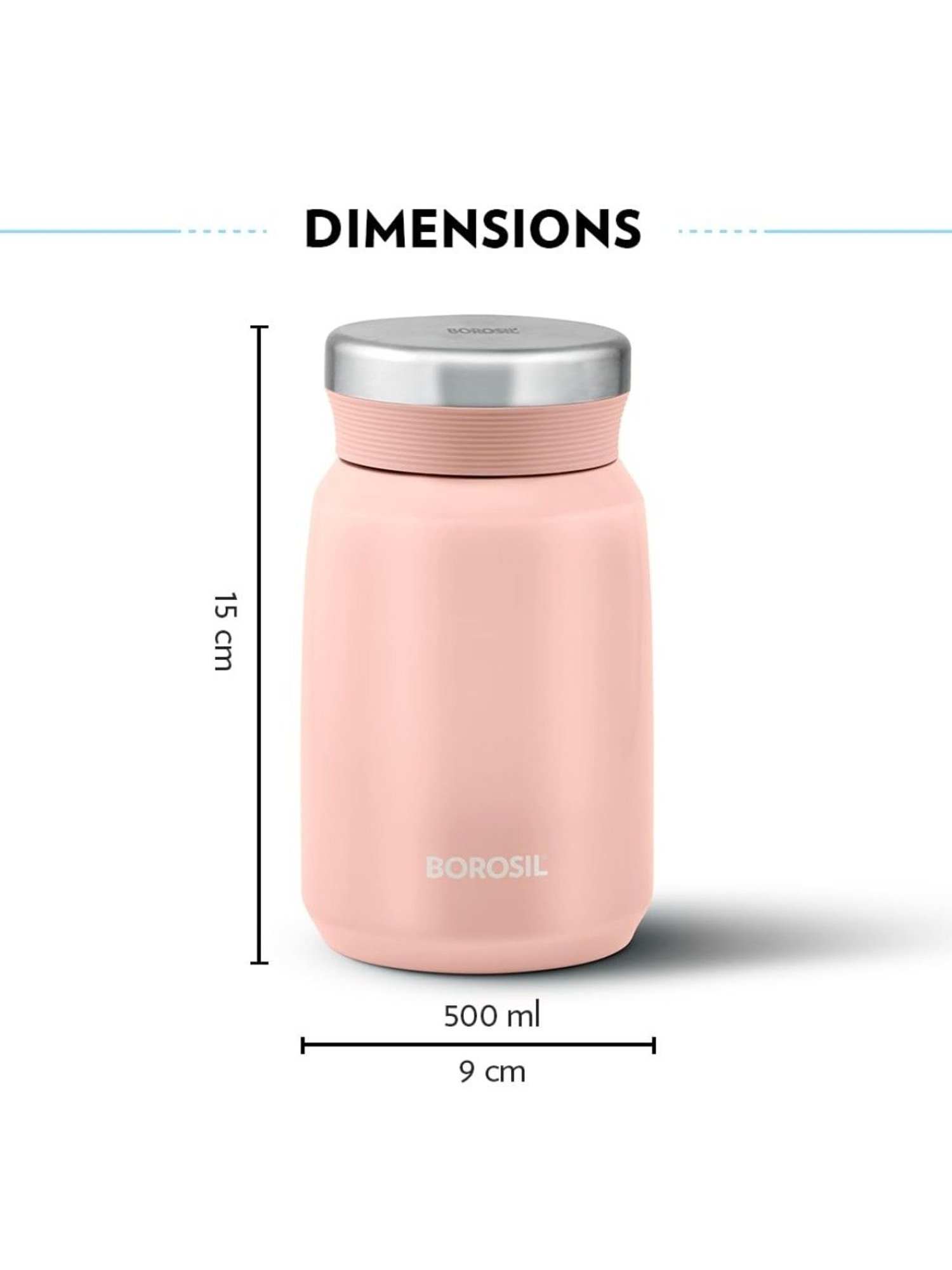 Borosil Pink Stainless Steel Flasks (500 ML)