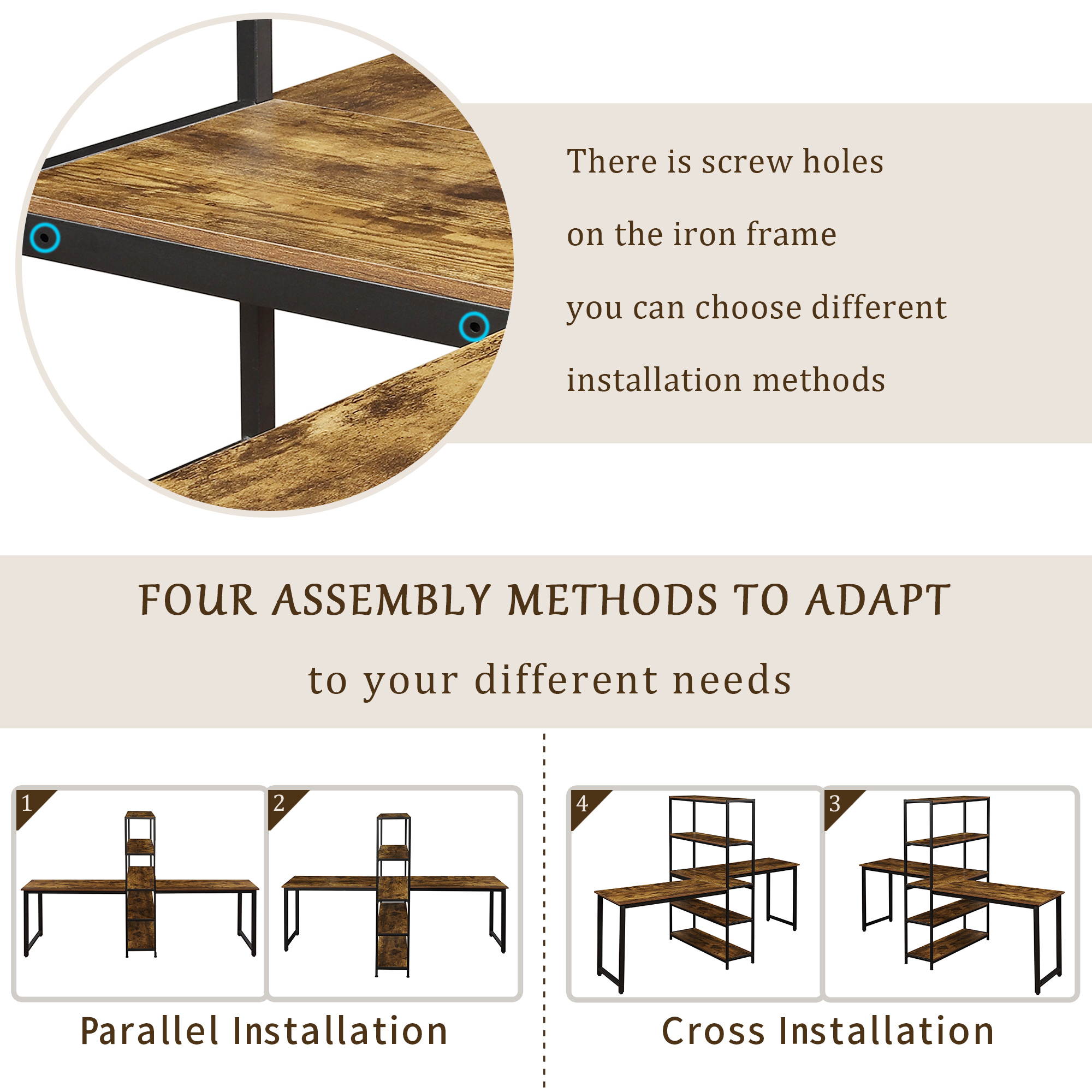 Gaming Desk 47.2" W x 23.6" D Office Computer Table, Black Gamer Workstation with 2 Cable Management Holes