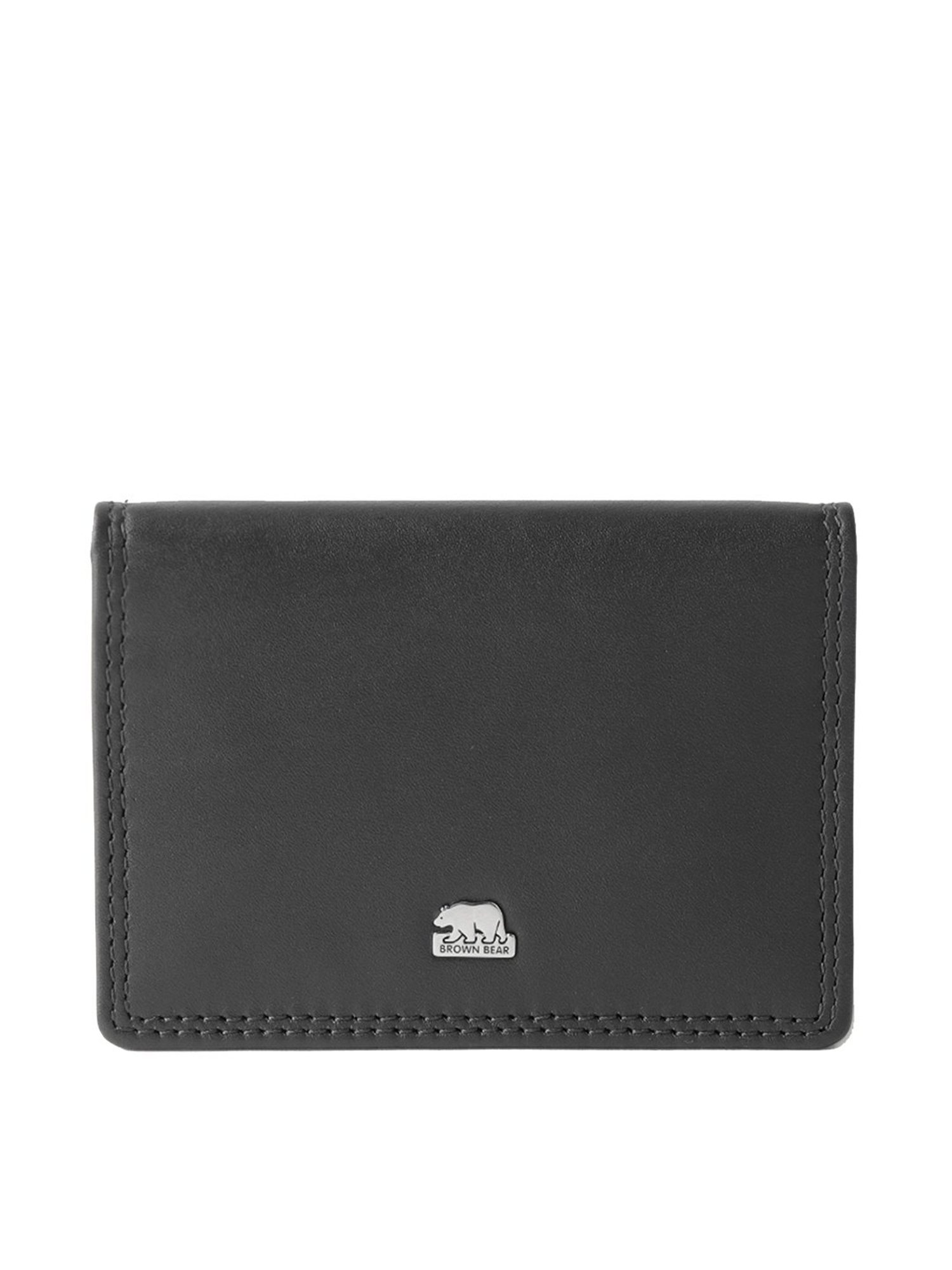 Brown Bear Black Casual Leather Rfid Card Holder for Men