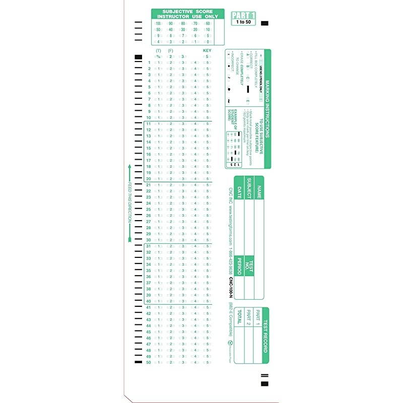 882NE 100 Question Compatible Testing Forms 500 Sheet Pack