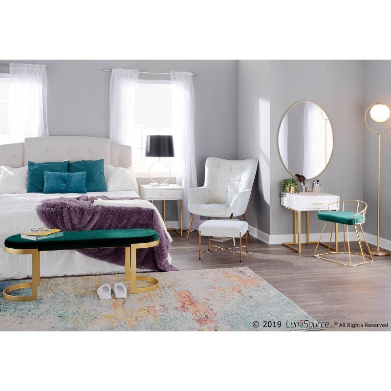 Metal and Frosted Glass Moon Contemporary Floor Lamp Gold (Includes LED Light Bulb) - LumiSource