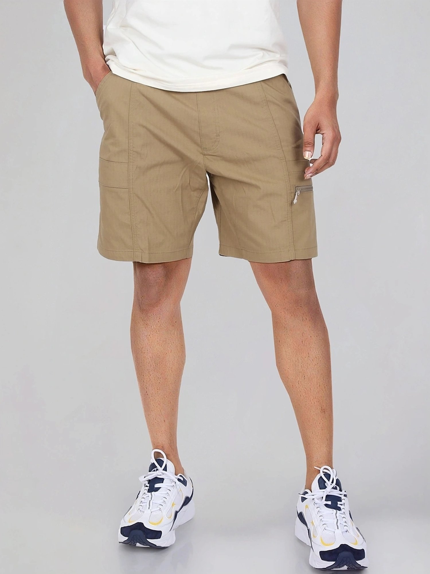 Wrangler Khaki Cotton Relaxed Fit Shorts