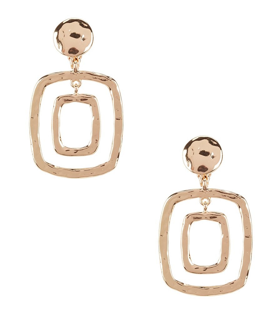 Tailored Flat Square Clip-On Drop Earrings