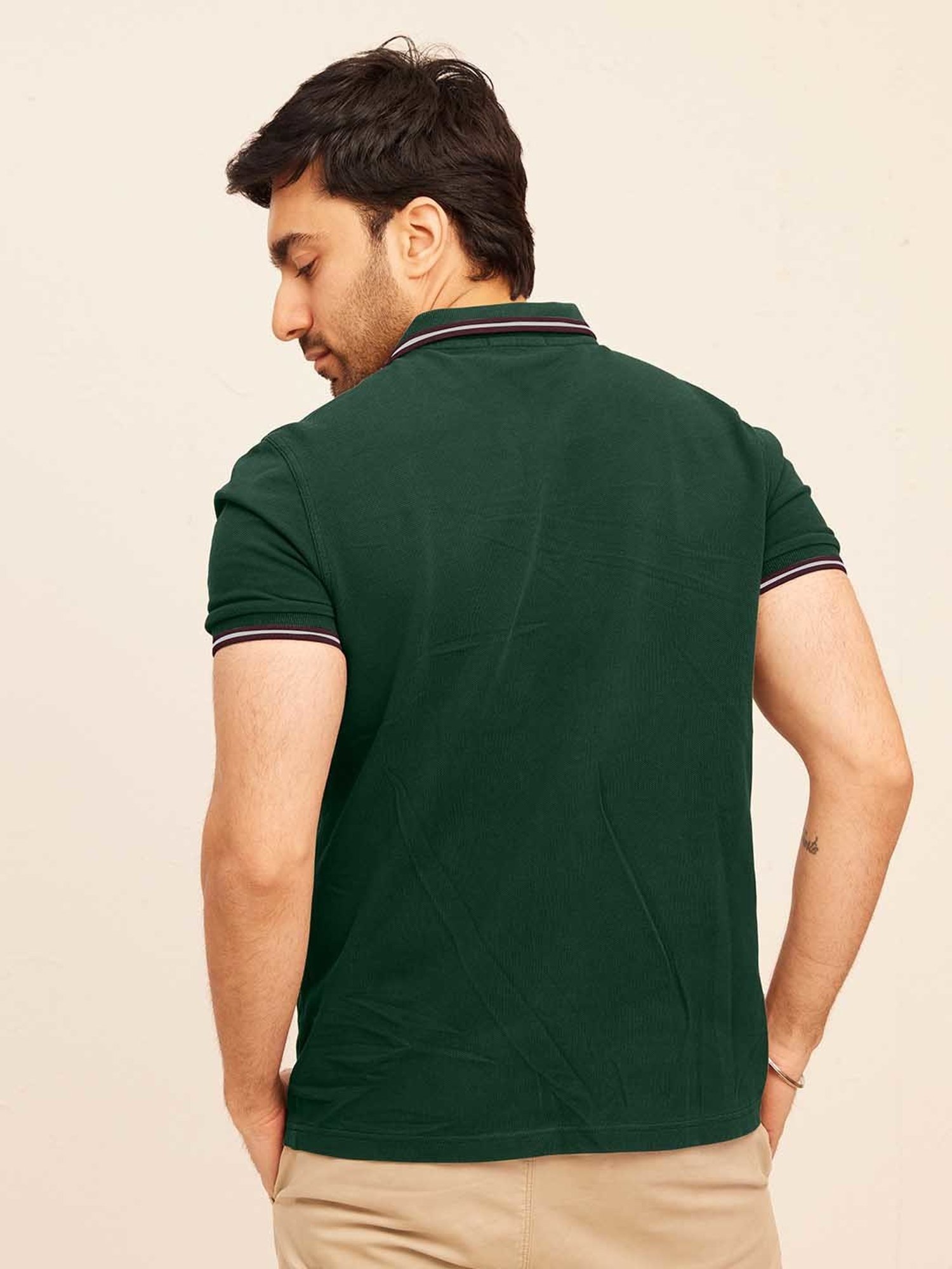 The Bleu Label Green Slim Fit Polo T-Shirt