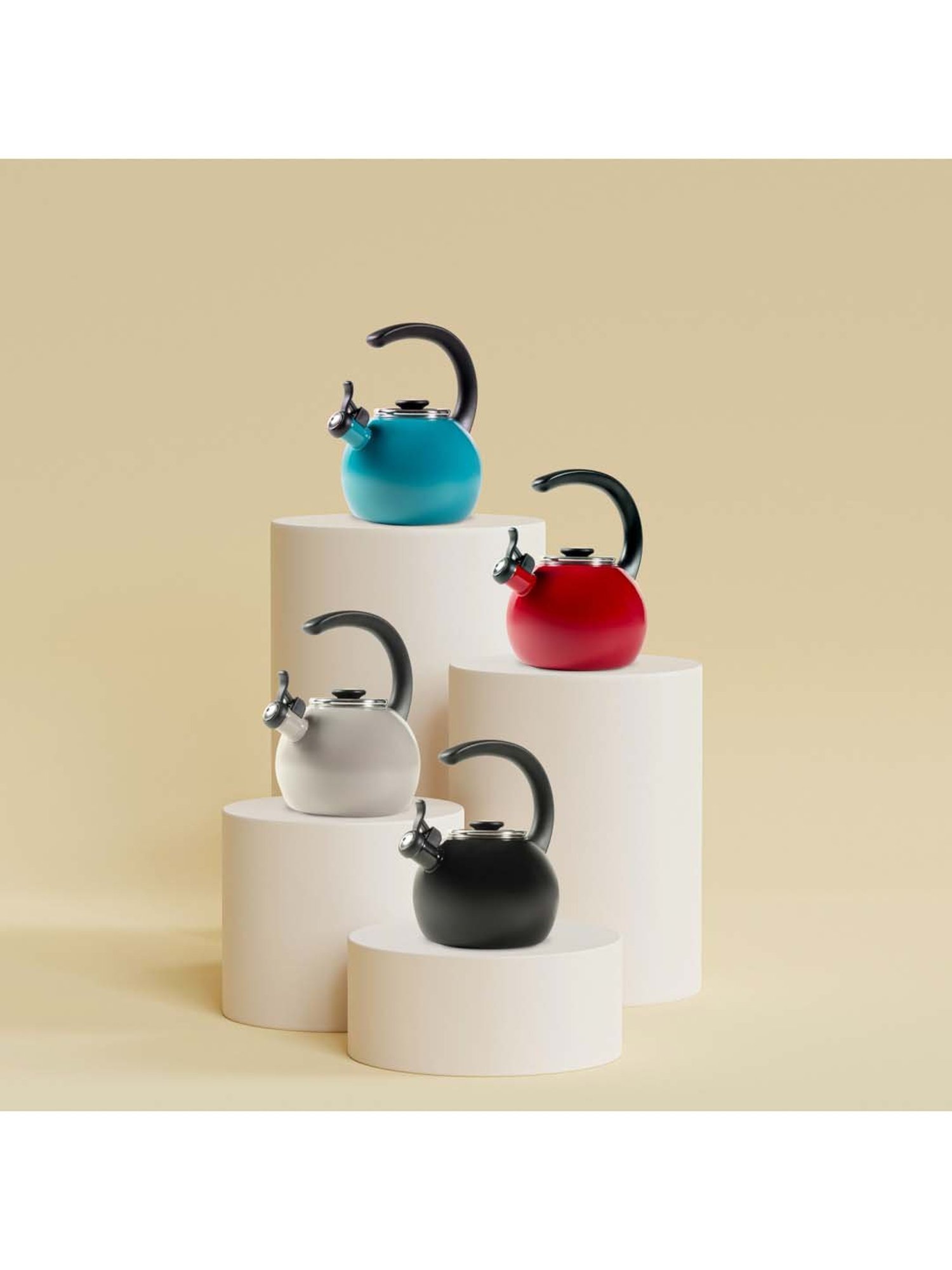 Circulon Enamel Red On Steel Whistling Tea Kettle (1.9 Liters)