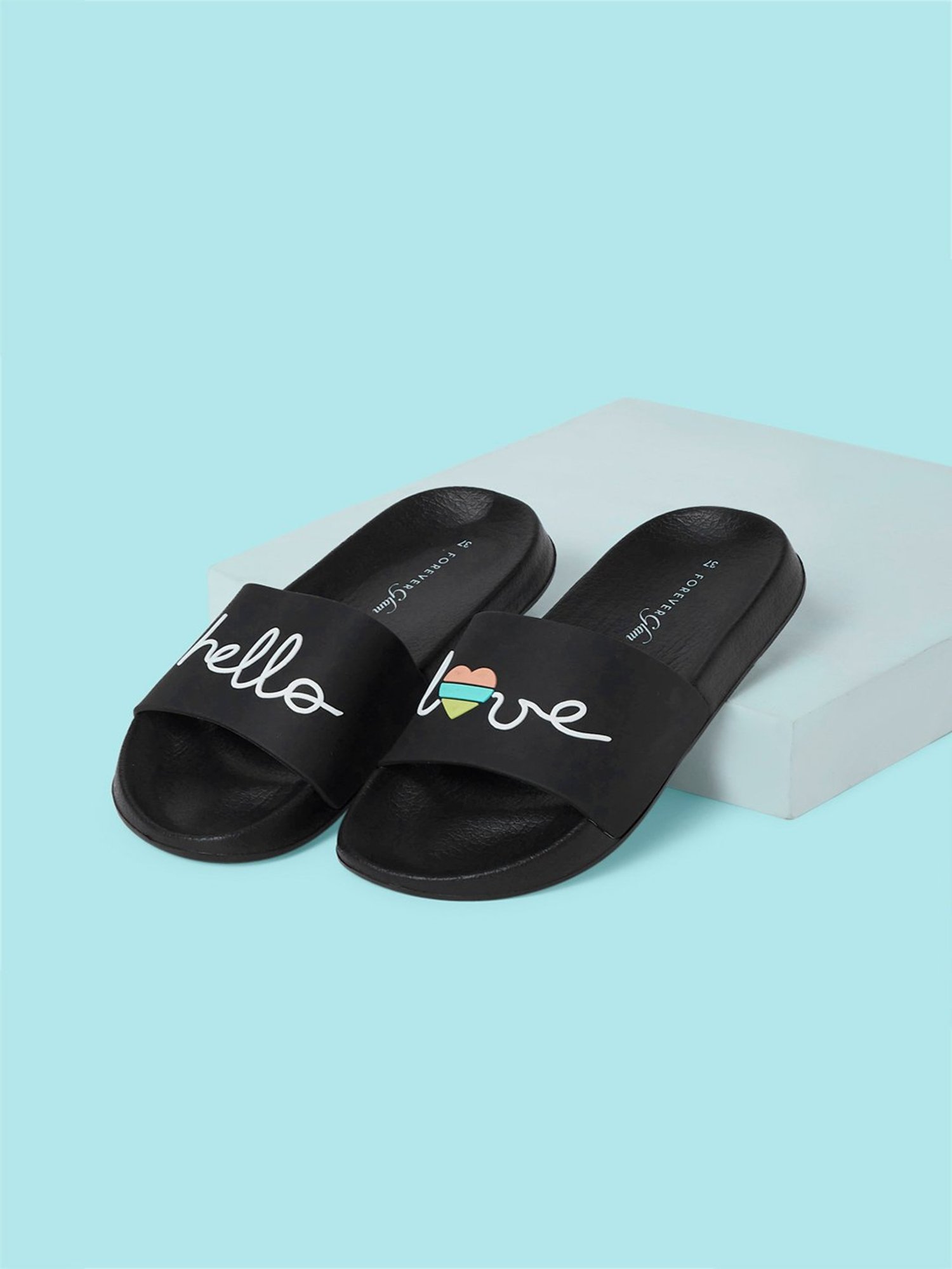 Forever Glam by Pantaloons Women's Black Slides