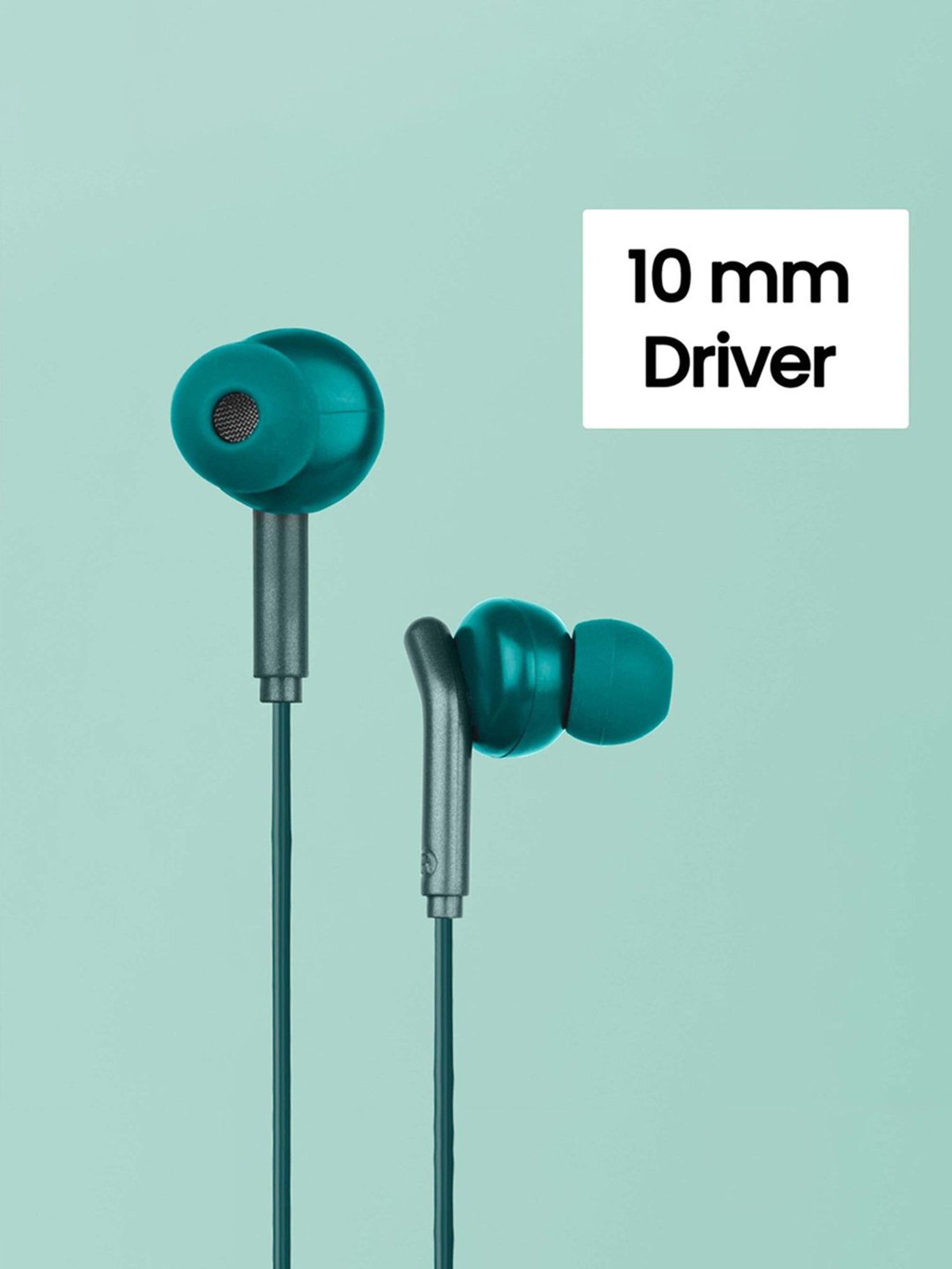 Zebronics Zeb-Bro in Ear Wired Earphones with Mic, 3.5mm Audio Jack, 10mm Drivers (Green)