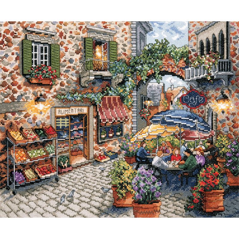 Design Works Counted Cross Stitch Kit 11"X13"-Sidewalk Cafe (14 Count)