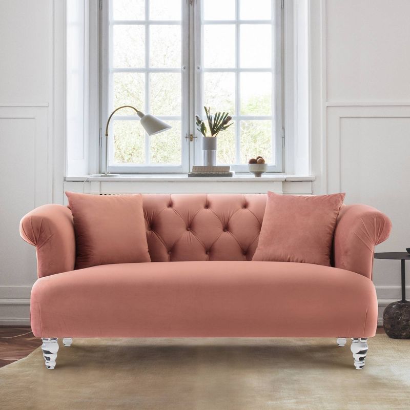 Elegance Contemporary Loveseat Sofa Blush/Acrylic - Armen Living