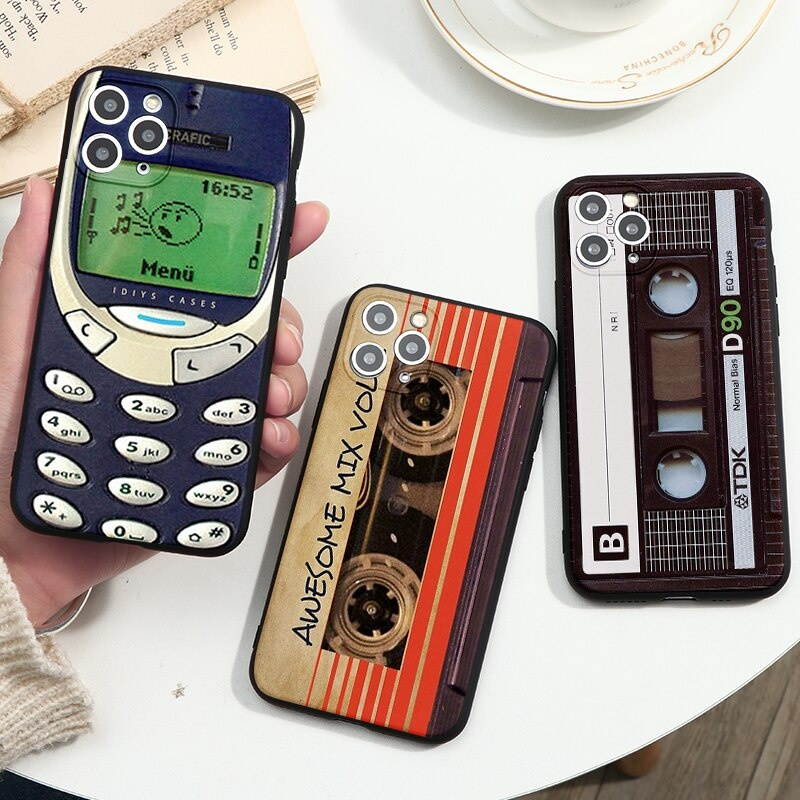 Vintage Cassette tape retro style For iPhone 7 8 Plus X XR XS 11 12 Pro Max 12 mini SE 6 6s soft silicone Phone case cover shell
