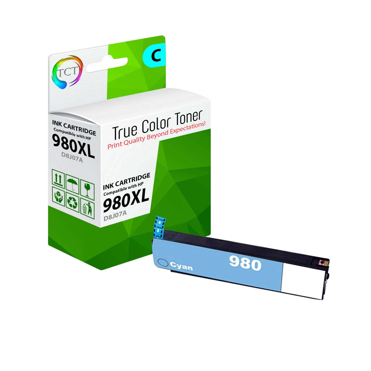 TCT Compatible Ink Cartridge Replacement for HP 980 works with HP OfficeJet Enterprise X555dn X555xh X585dn X585f X585z Printers (Black D8J10A, Cyan D8J07A, Magenta D8J08A, Yellow D8J09A ) - 4 Pack