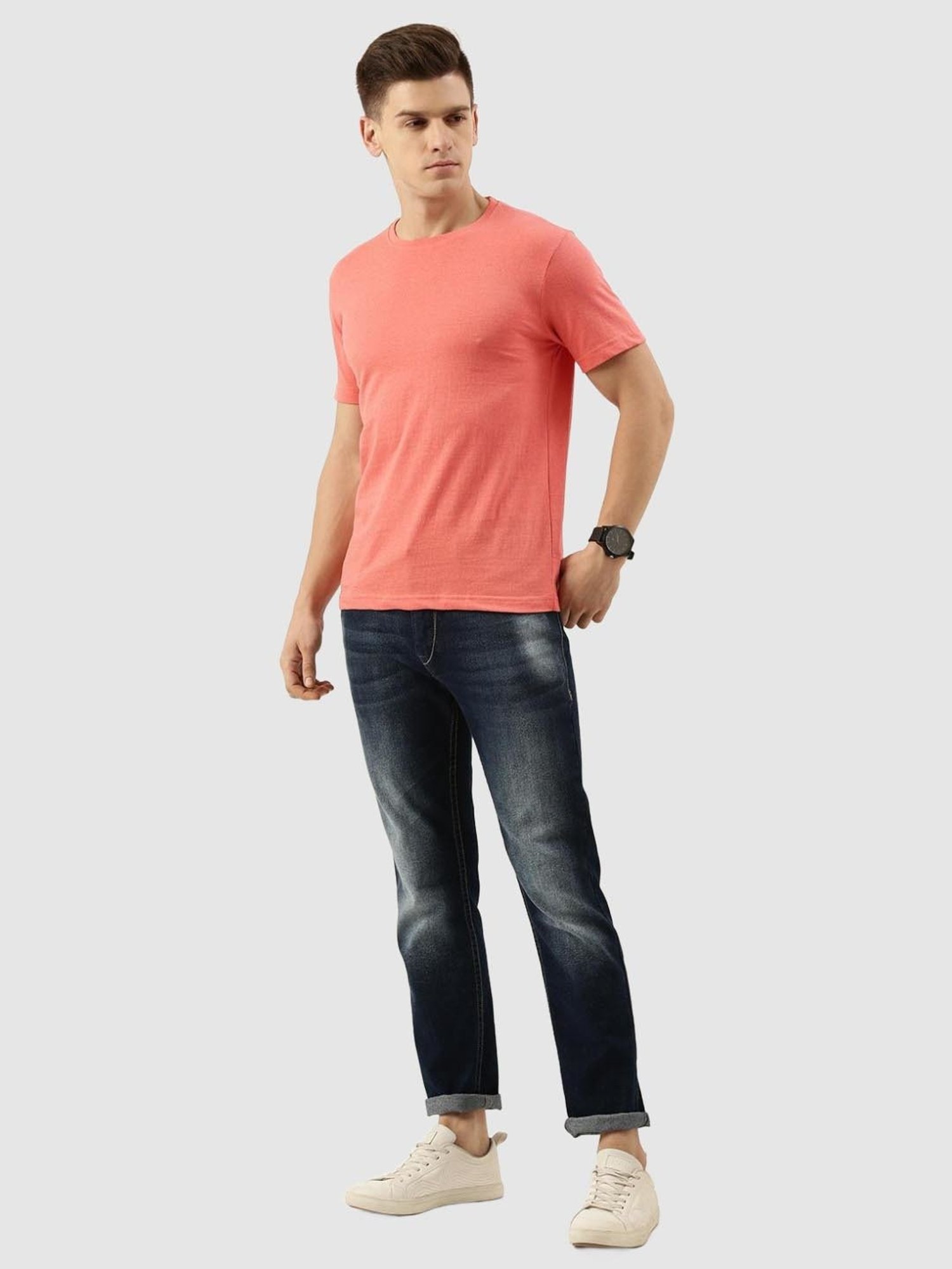 Bene Kleed Peach Regular Fit T-Shirt