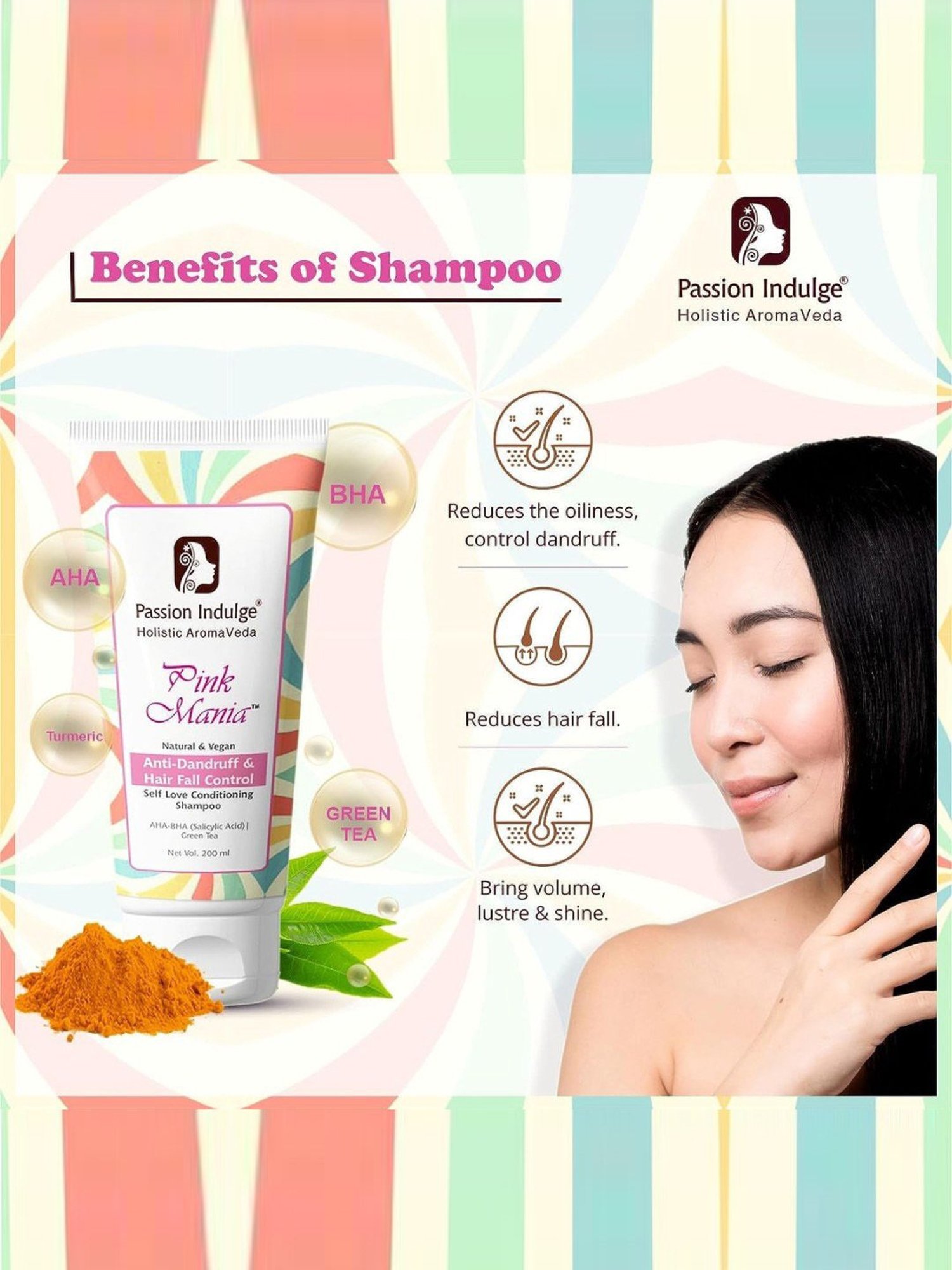 Passion Indulge Pink Mania Anti-Dandruff & Hair Fall Control Self Love Conditioning Shampoo - 200 ml