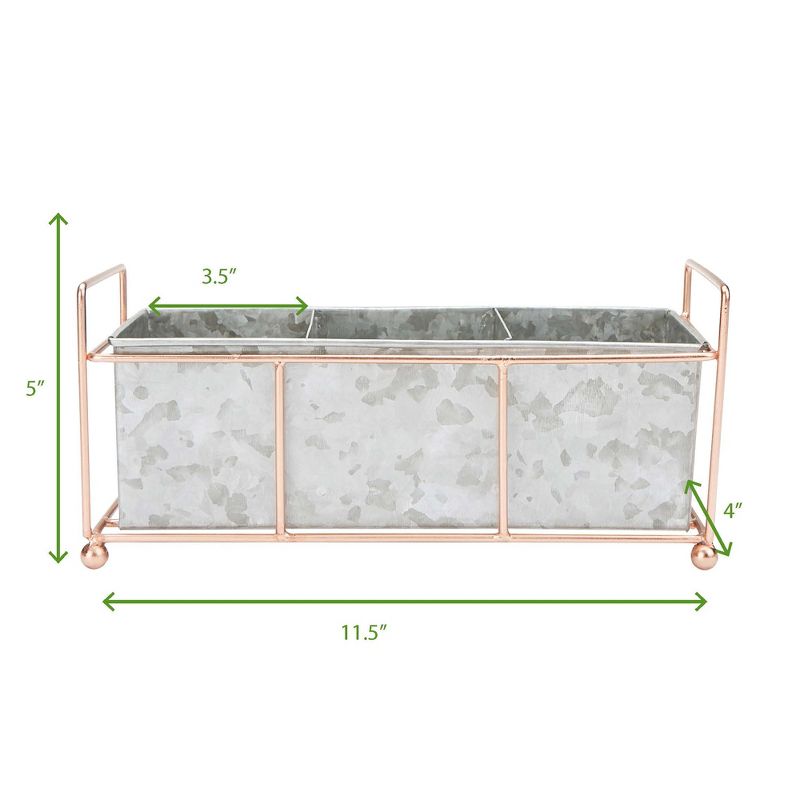 Mind Reader Wire Based and Galvanized 3 Section Utensil Holder, Silver