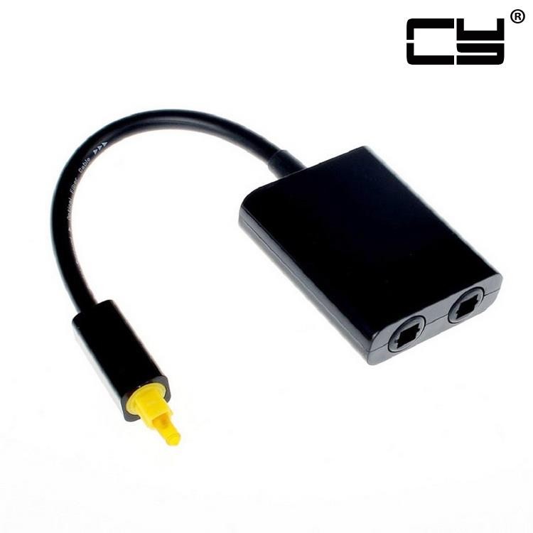 CHENYANG Dual Port Toslink Digital Optical Audio Splitter Adapter  Fiber Optic Audio Cable 1 In 2 Out Black