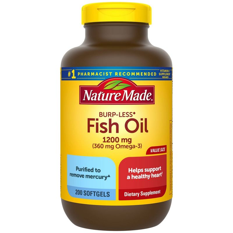 Nature Made Burp - Less Fish Oil 1200 mg Softgels - 200ct