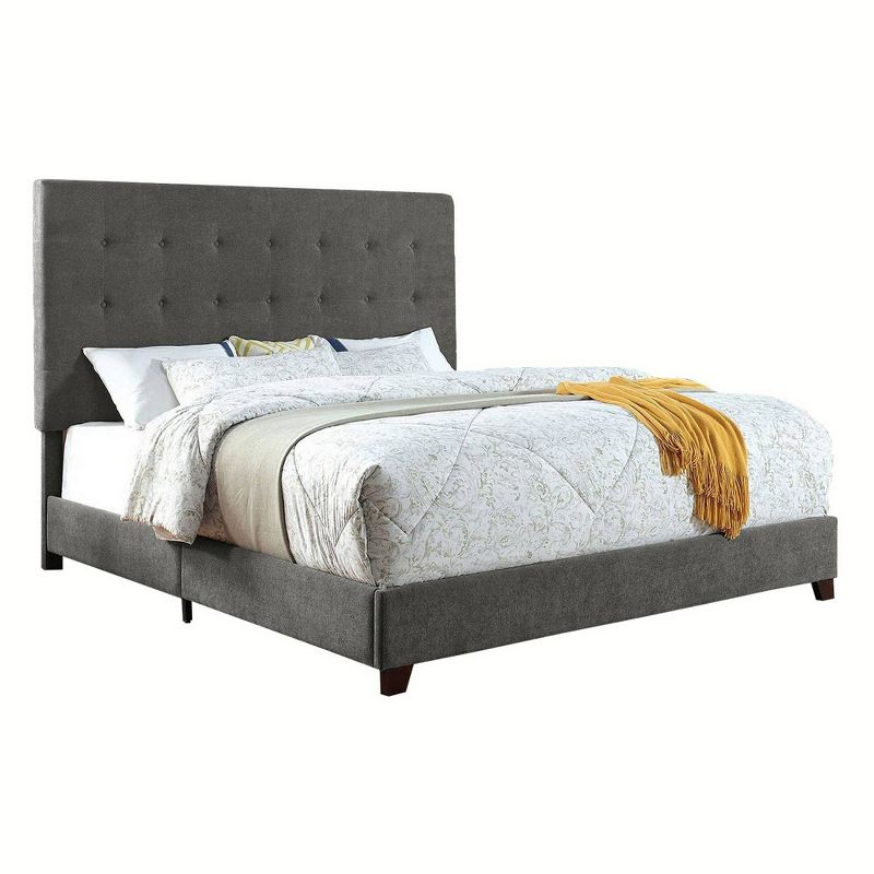 Jupiter Mid Tufted Platform Bed - Queen - Gray - Baxton Studio