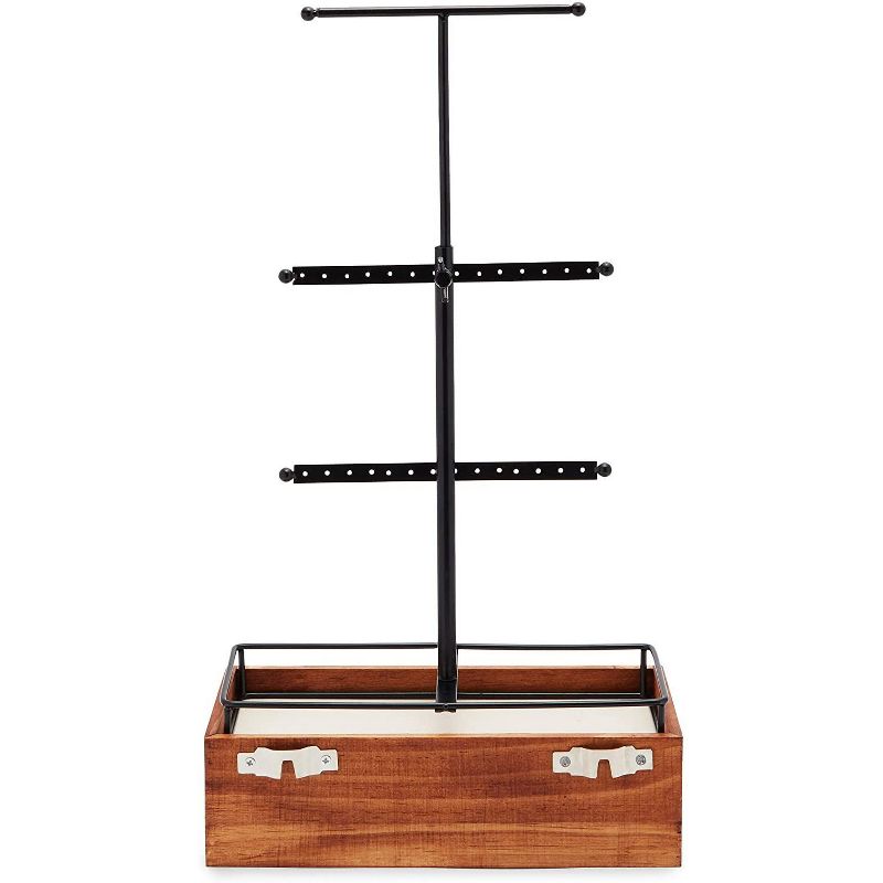 Farmlyn Creek 2-Pack Wooden Jewelry Display Stand with 3 Tiers and Drawers (9.6 x 4.5 x 20 In)