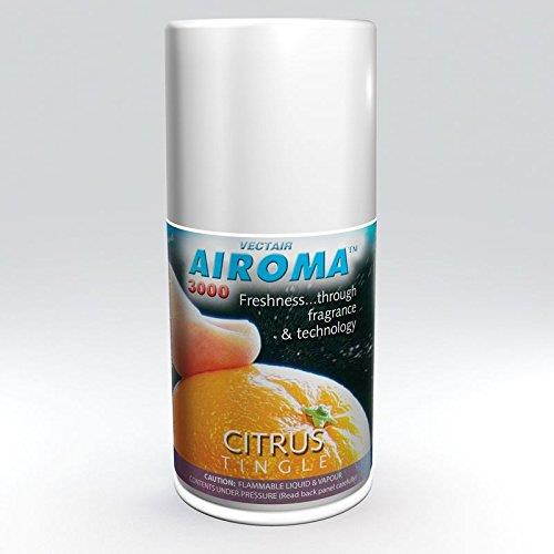 Vectair Airoma Metered Air Freshener Refill, Cirtrus Tingle, 7 oz Cans, Case of 12
