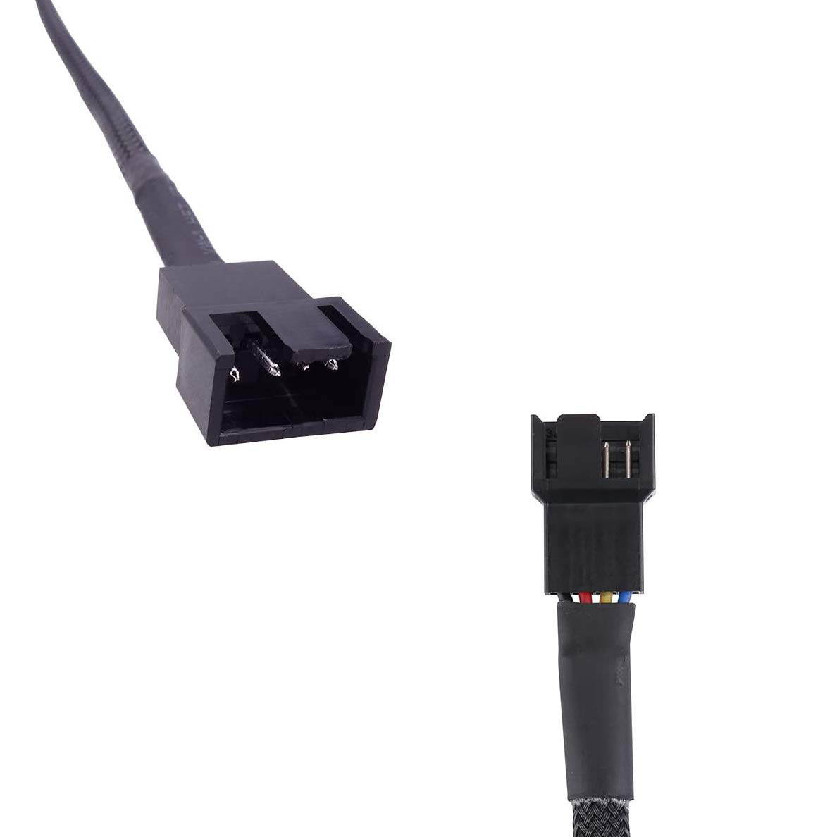 5 Pack- 11.8 inch PWM Fan Extension Cable PC Fan Extension Cable Compatible with ATX Case 3 Pin & 4 Pin Cooling Fans Durable Black Nylon Braided Case Fan Extension Cable