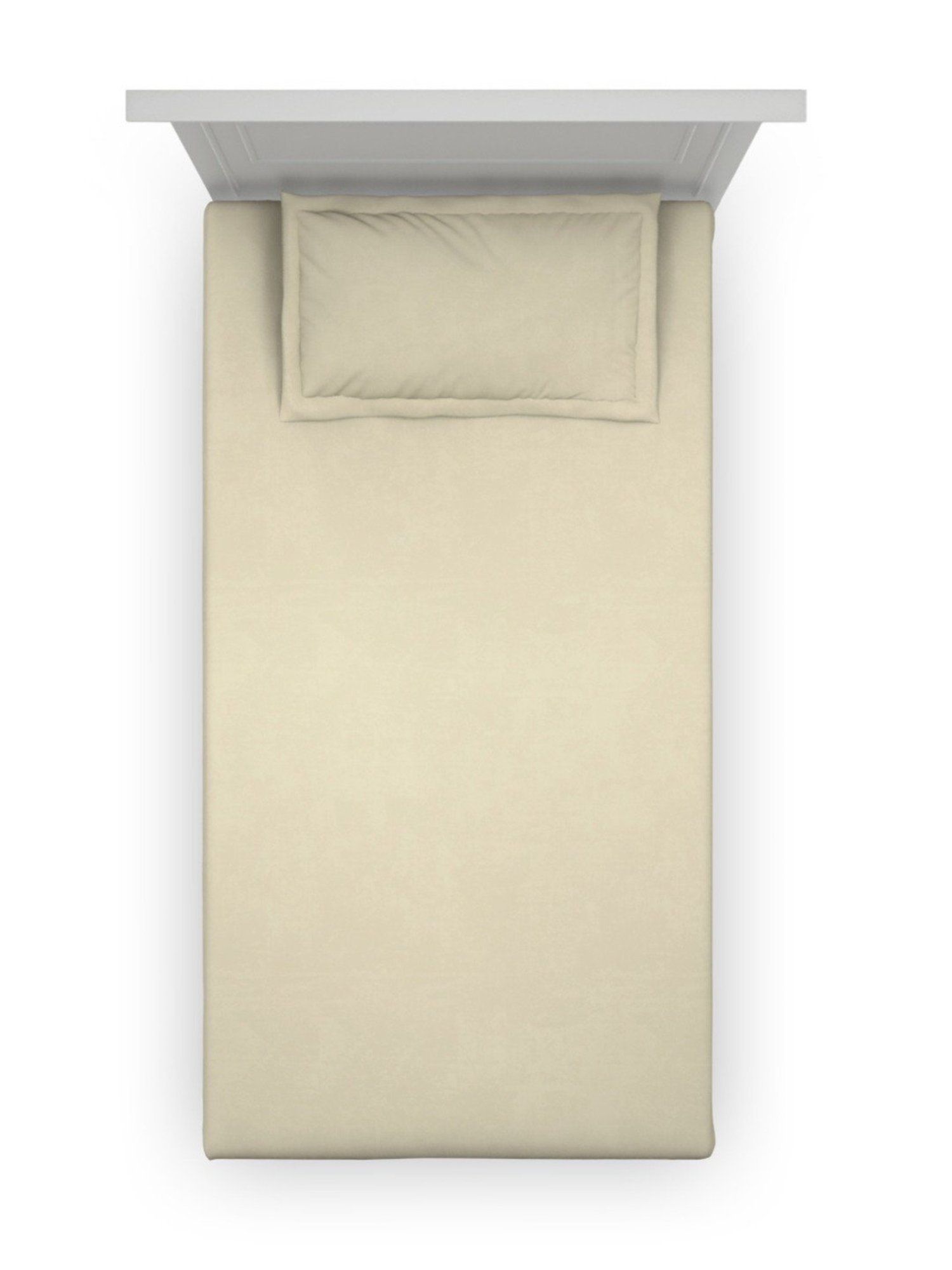 DDecor Solid Beige 180 TC Cotton Single Bed Sheet With 1 Pillow Cover