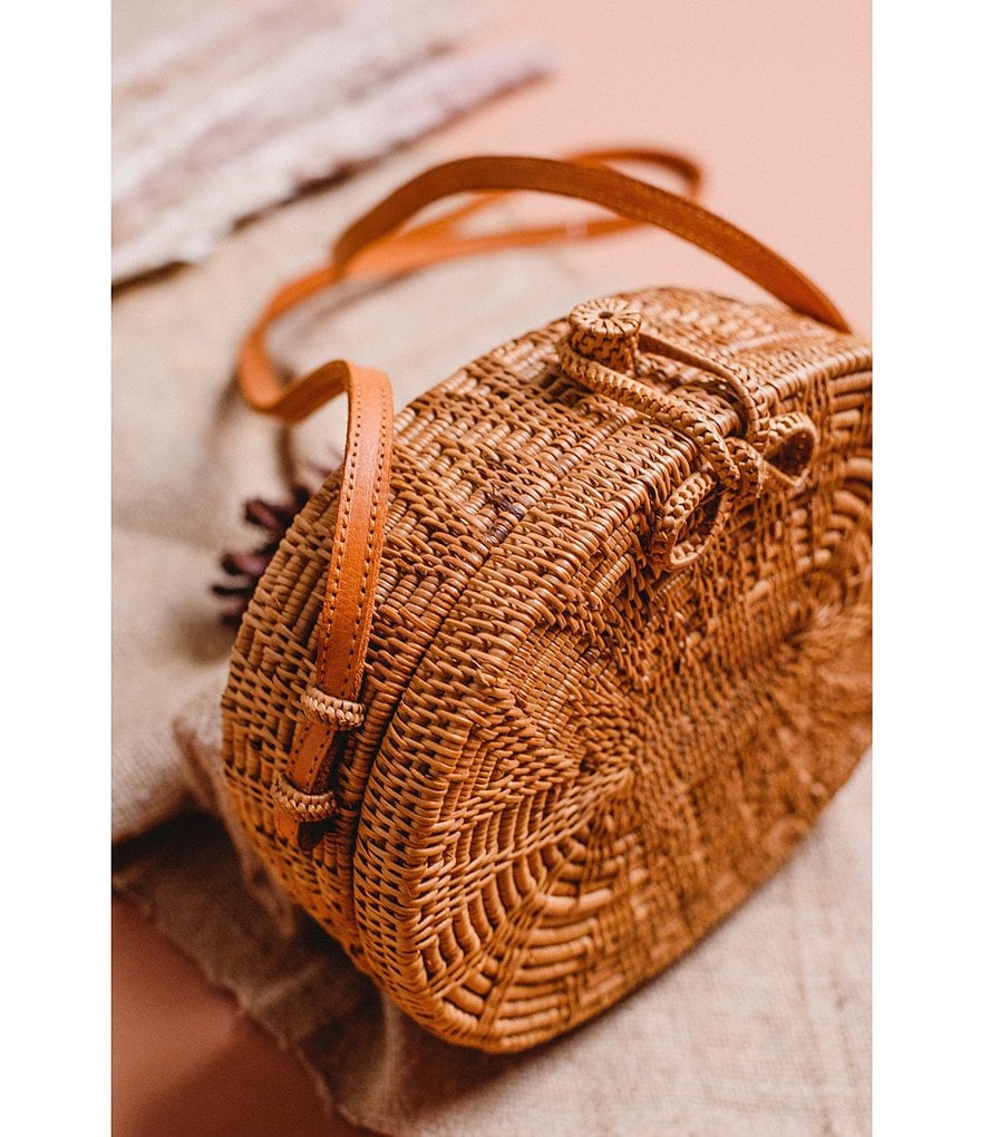Beachgold Mandala Woven Straw Crossbody Bag