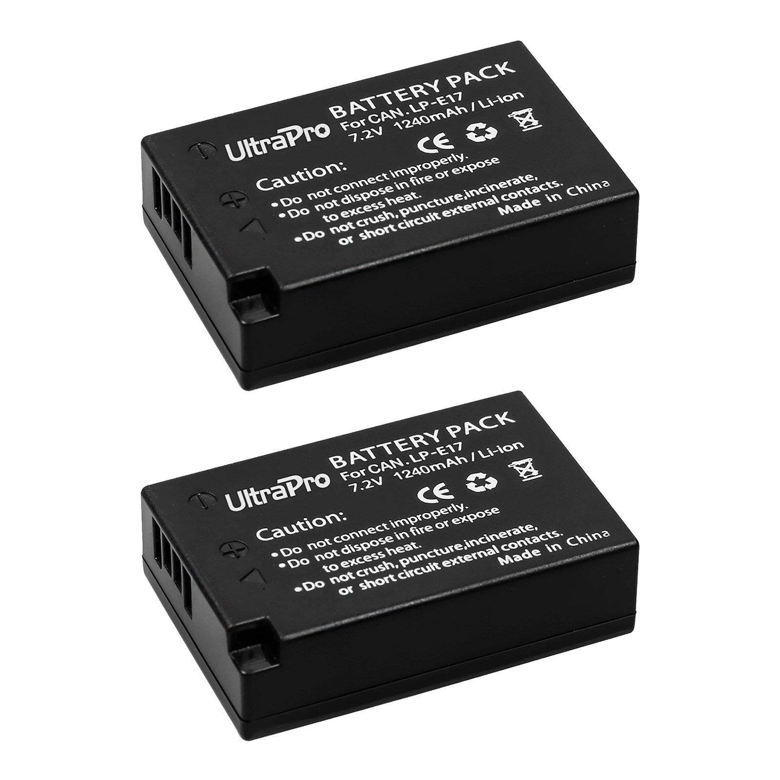 Ultrapro Battery Grip Bundle For Canon Rebel T7i, EOS 77D, 800D: Includes Replacement Grip, 2-Pk LP-E17 Long-Life Batteries, Charger, UltraPro Accessory Bundle