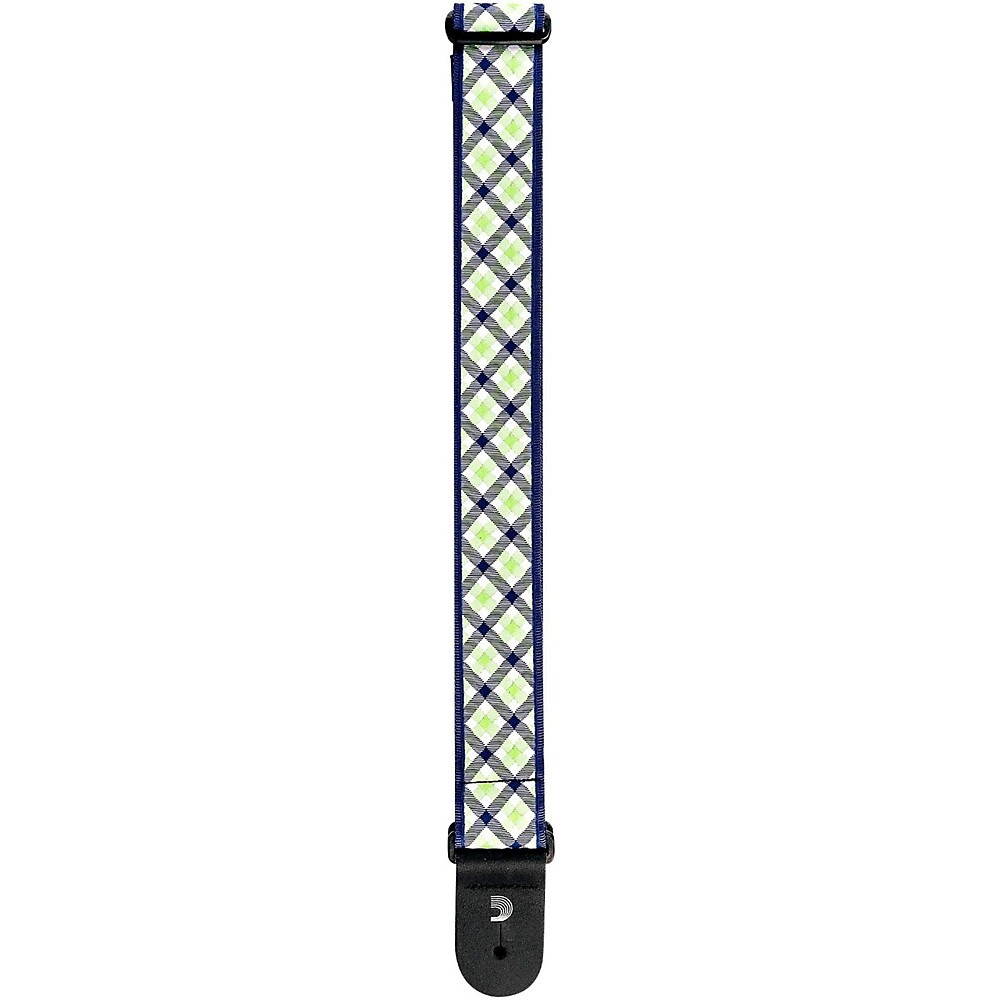 D'Addario 2 in. Woven Guitar Strap Gingham Navy and Teal