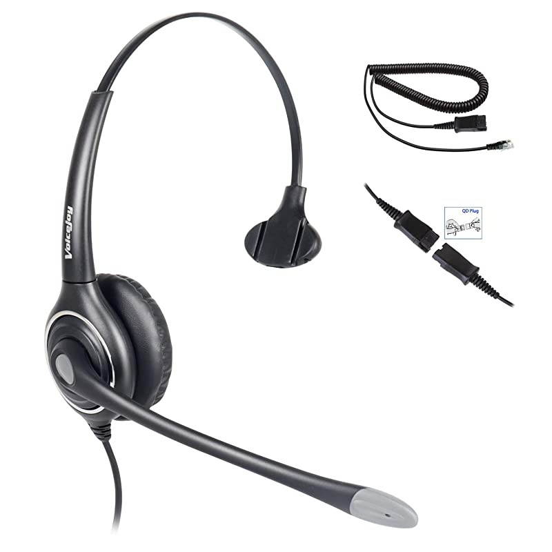 Ear Noise Canceling Headset for Call Center/Office with QD Cable for All Cisco 6000, 7800 and 8000 Series Phones and Also Models 7940 7941 7942 7945 7960 7961 7962 7965 7970 8841