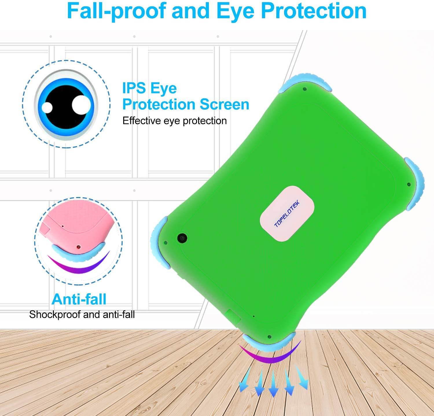 Tablet for Kids, 7 inch Kids Tablet Android 1GB +16 GB Learning Tablet,IPS Eye Protection,Dual Cameras WiFi GMS Certified Kids-Proof Toddler Tablets Parent Control,Google Play Store (Green)