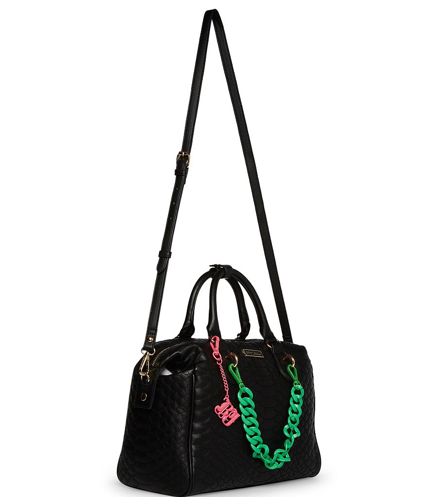 Betsey Johnson Resin Chain Cobra Quilted Satchel Bag