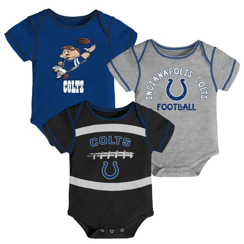 NFL Indianapolis Colts Baby Boys' Newest Fan 3pk Bodysuit Set - 3-6M