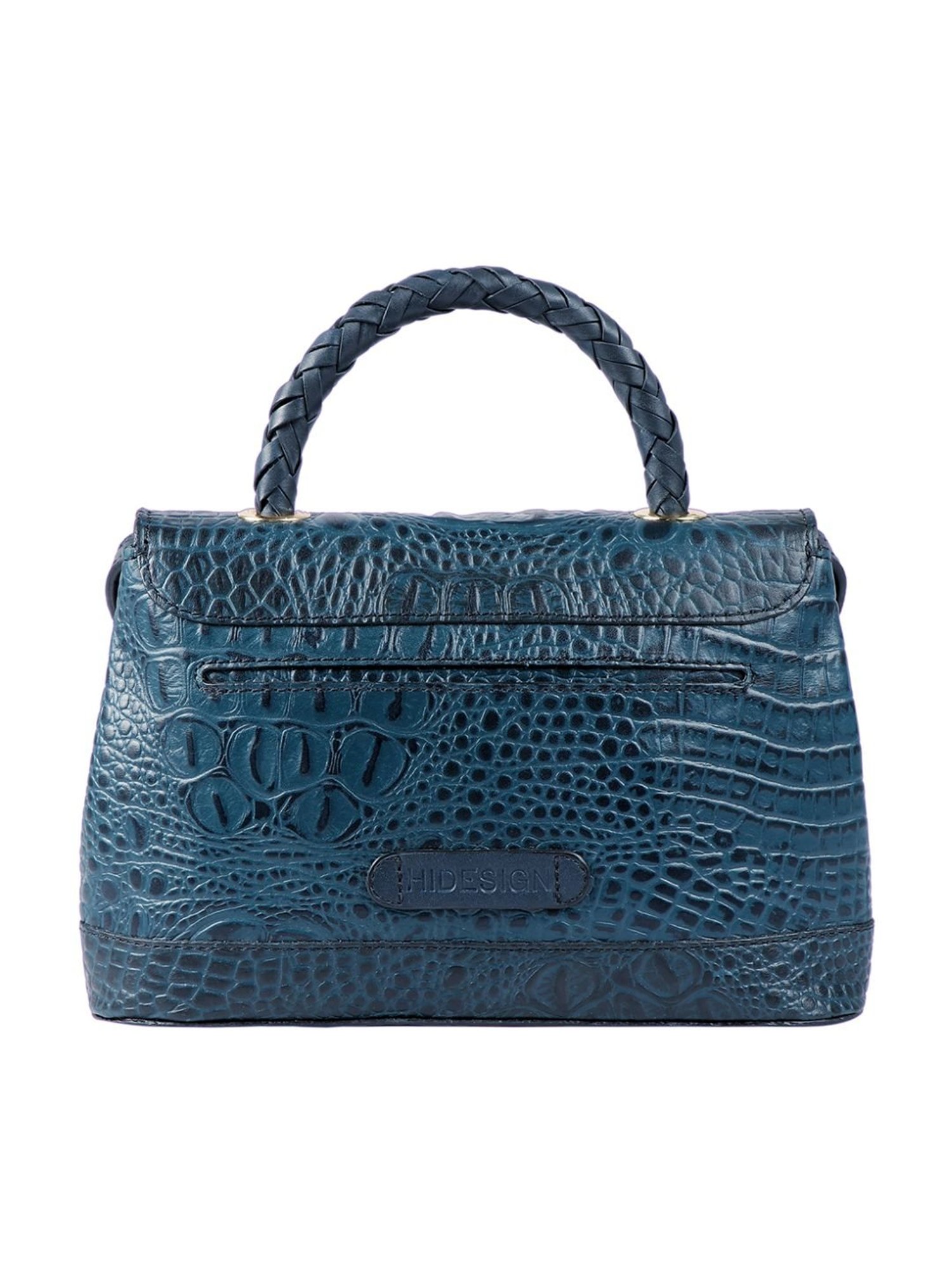 Hidesign Blue Textured Medium Handbag
